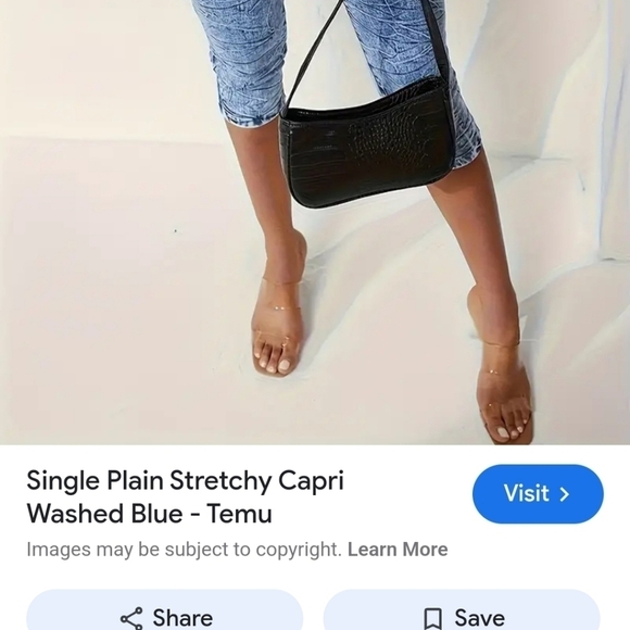 Plain Stretchy Capri Washed Blue Jean Cropped, sz XL - Picture 6 of 6